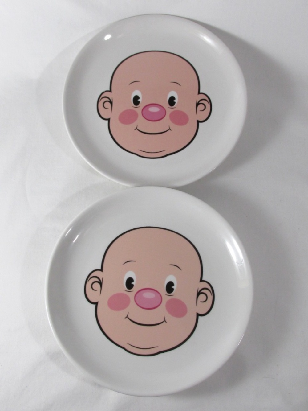 Fred Plays With His Food Face Plates Set Of 2 Ceramic 8.25” For Picky Eaters